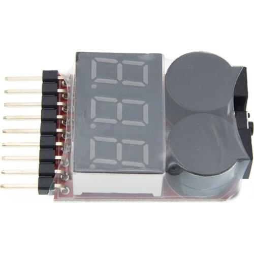 1-8S LED Low Voltage Buzzer Alarm Lipo Voltage Indicator Checker Tester