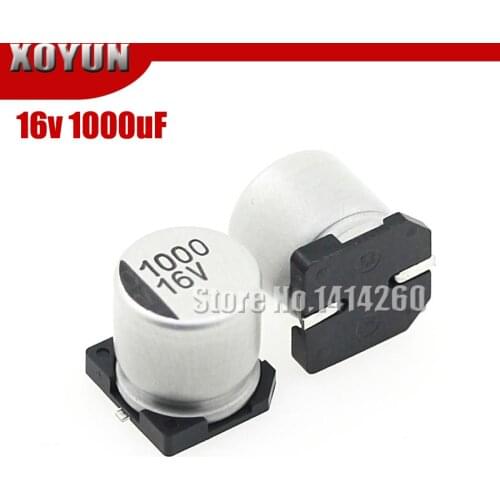 10PCS Electrolytic capacitor 16v1000uf 10*10mm SMD aluminum electrolytic capacitor 1000uf 16v