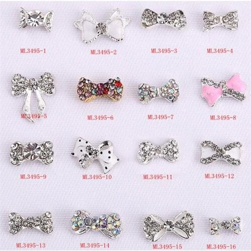 10pcs nail rhinestone alloy metal crystal bow nail jewelry mobile phone DIY decorative accessories rhinestone nail supplies