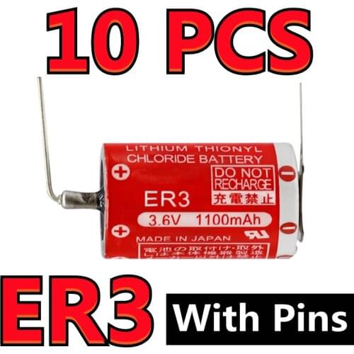 10PCS New Genuine Maxell ER3 3.6V 1100MAH Horned PLC Battery Lithium Thionyl Chloride Batteries With Pins Made in Japan