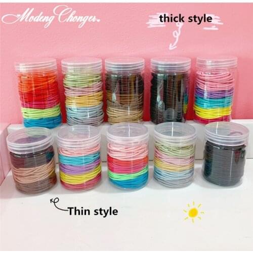 100PCS Barreled Coarse Fine Combination Hair Tie Rope High Elastic Hair Band Seamless No Trace Gum Scrunchies Hair Accessories
