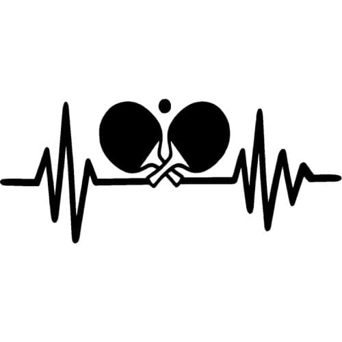 17.2CM*7.3CM Fun Table Tennis Ping Heartbeat Vinyl Black/Silver Car Sticker C22-1279