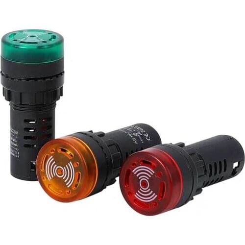 2pcs/lot Colorful AD16-22SM 12V 24V 220V 22mm Flash Signal Light Red LED Active Buzzer Beep Alarm Indicator Red Green Yellow
