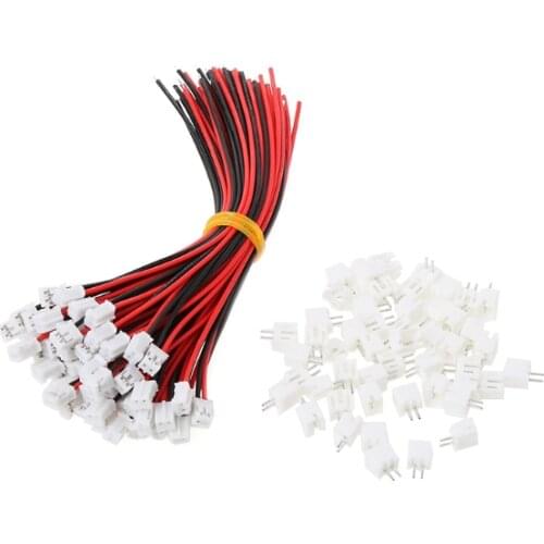 2021 New 50 SETS Mini Micro JST 2.0 PH 2-Pin Connector Plug with Wires Cables 120MM 26AWG