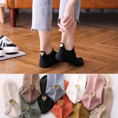 5 Pairs/lot Women Cute Socks Heart Shape Cotton Funny Socks Lady Harajuku Unique Kawaii Sock Girls Ankle Summer Fashion Socks
