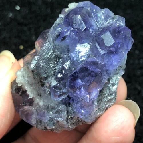 50.3gNatural Tanzanian blue fluorite and crystal mineral specimen healing energy QUARTZ GEM home decoration collection ornaments