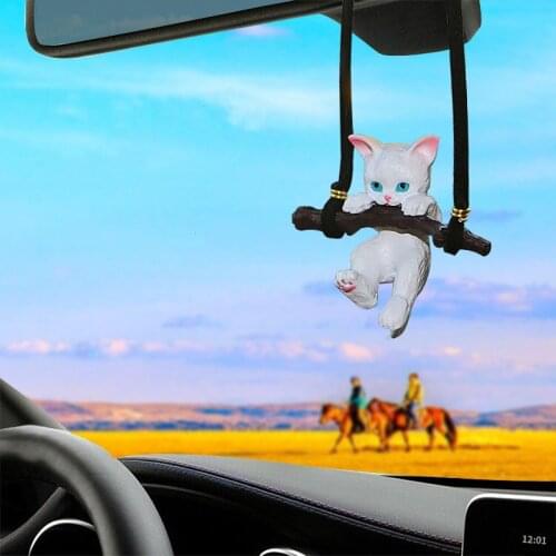 Car Pendant Creative Cute Branch Cat Rearview Mirror Pendant Car Interior Decoration For Girls Car Interior Accessories