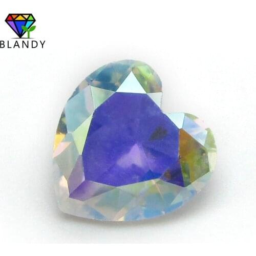 Free Shipping 2x2~10x10mm Heart Shape AB Color Glass Stone Machine Cut Loose Synthetic Gems Beads For Jewelry
