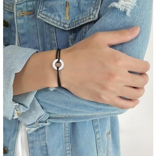 Circle Of Life Charm Bracelets Men Women Bridesmaid Gift Minimalist Geometric Round Rope Pulsera Stainless Steel Jewelry