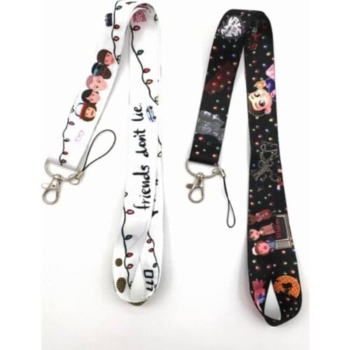 Stranger Things Figure Anime Cosplay Neck Lanyard Keys USB ID Card Badge Holder Mobile Phone Straps Pendant Webbing Keychain