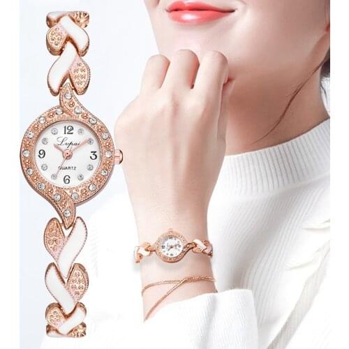 New retro bracelet watch ladies luxury crystal dress watch clock ladies fashion casual quartz watch