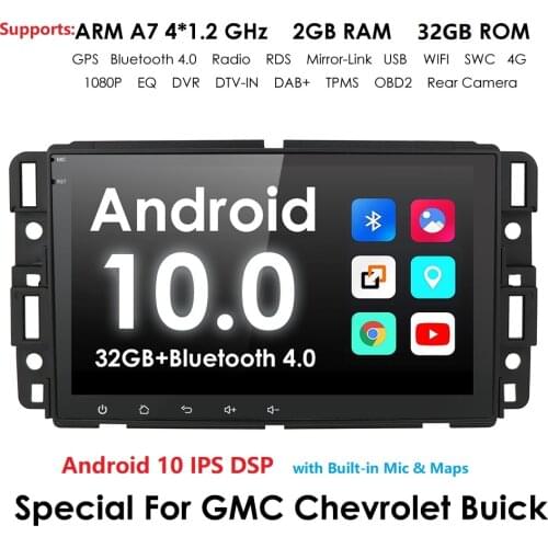 DSP 2Din GPS Radio Android 10 Car DVD Player for GMC Sierra Yukon Denali Acadia Savana Chevrolet Express Traverse Equinox CD