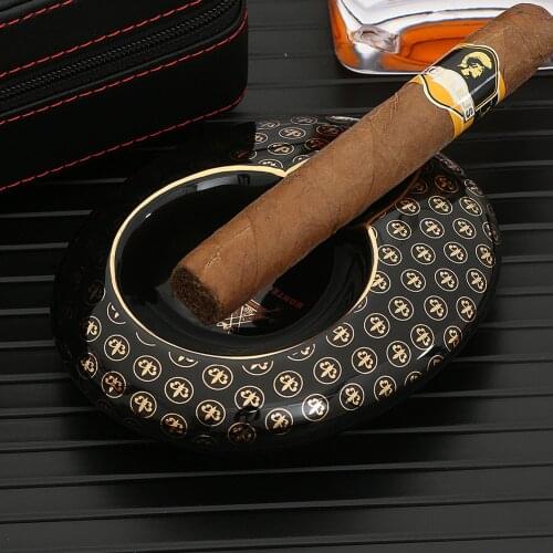 GALINER Round Pocket Cigar Ashtray Home Ceramic Mini 1 Tube Cigar Ashtrays Travel Outdoor Portable Ash Tray