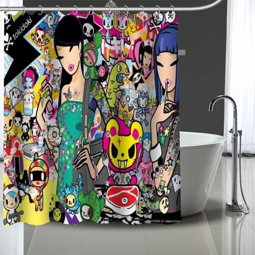 Hot Sale Tokidoki Custom Pattern Polyester Bath curtain Waterproof Shower Curtains DIY Bath Screen Printed Curtain for Bathroom