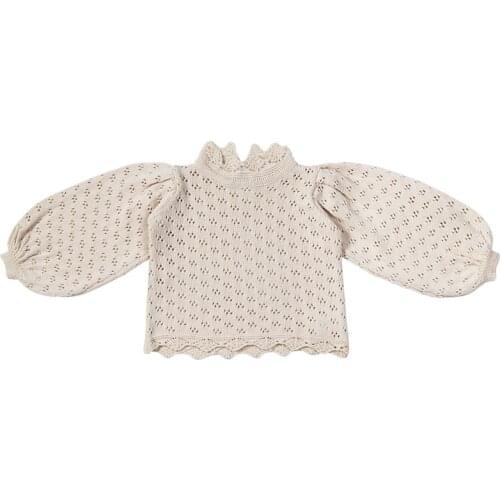 Autumn and winter girls lace hollow knit sweater bottoming sweater children sweater top cloth