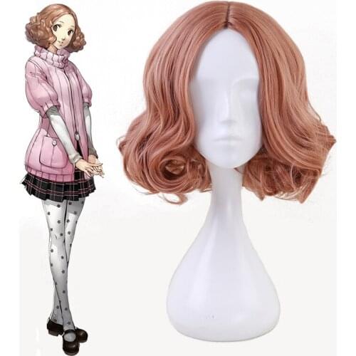Game PERSONA5 the Animation P5s Cosplay Wigs Haru Okumura Cosplay Wig Heat Resistant Synthetic Hairs Short Pink Curly Hot