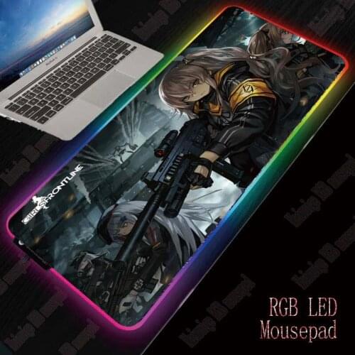 Girls Frontline Anime RGB Gaming Mouse Pad Gamer Large Mouse Mat Computer Mousepad Led Backlight Mause Pad Keyboard Desk Mat