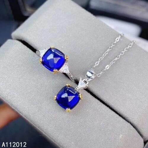 KJJEAXCMY fine jewelry natural sapphire 925 sterling silver exquisite girl new pendant necklace chain ring set support test