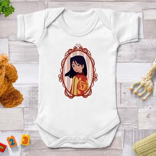 0-24M Baby Rompers Baby Gril Jumpsuits Harajuku Disney Princess Mulan Printing Newborn Bodysuit Infant Bebe Clothes