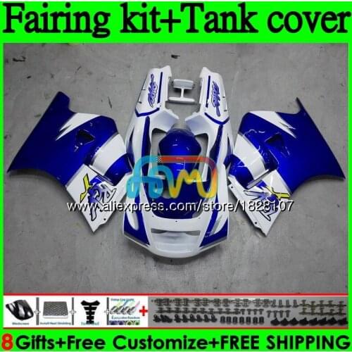 Kit +Tank For SUZUKI RGVT250 SAPC RGV-250 VJ23 101BS.11 RGV 250 VJ22 RGV250 White blue 95 96 97 98 1995 1996 1997 1998 Fairing