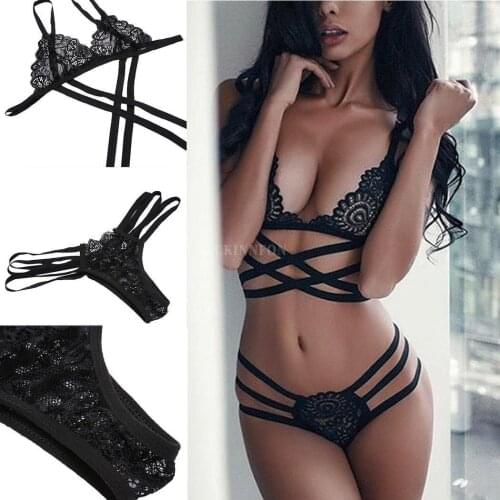 200Sets New Fashion Women Casual Lace Bandage Cross Bikini Set Hollow Out Sexy Underwear Bikini Sets