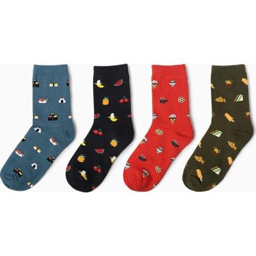 Korean Fresh Fruits Socks Women Cake Hamburg Cookies Cute Funny Socks Cut Graffiti Food Kawaii Female Creative Art Socks Funny