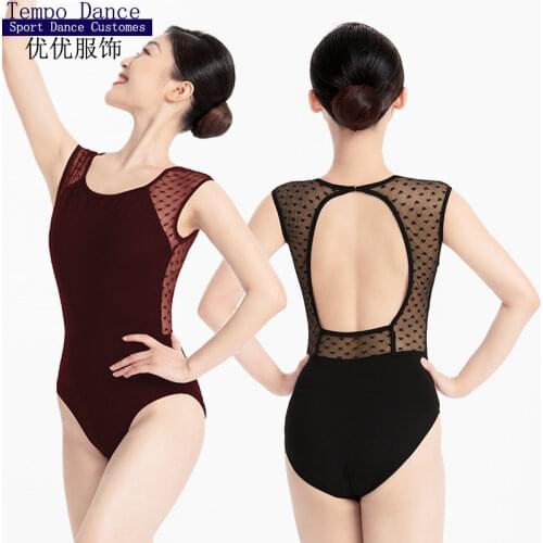 Lace Ballet Leotard For Women Short Sleeve Comfortable Ballet Practice Dance Costume Adult Summer Black Gymnastics Leotard