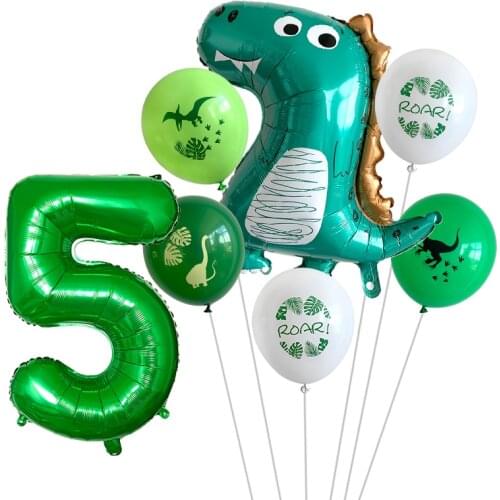 KUKUZHU 7pc Dinosaur Party Balloon 1 2 3 4 5 6 7 8 9 Years Birthday Party Ballons Kids Birthday Party Decoration Jungle Supplies