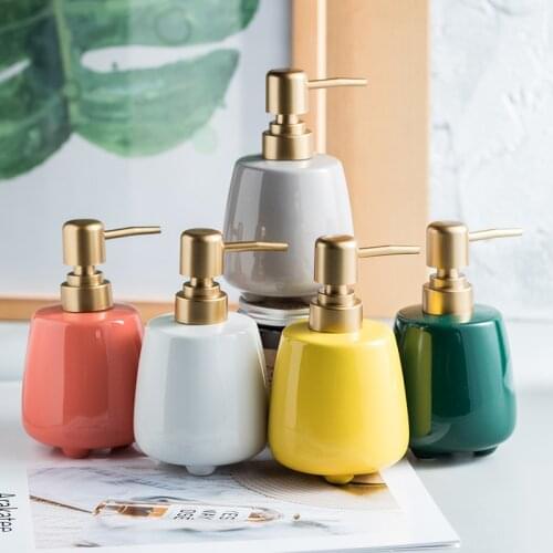 Creative Hot Selling Sanitary Ceramic Lotion Bottle Shampoo Press Bottle Shampoo Bathroom Soap Dispenser Bathroom Accessories