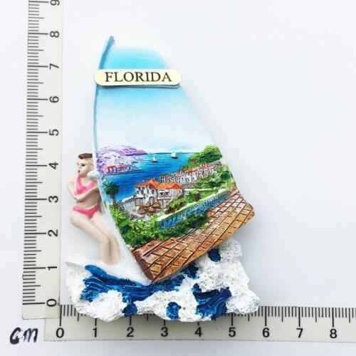 Florida USA)Fridge Magnet Creative Travel Commemorate Crafts 3D Ornaments Magnetism Resin Material Refrigerator Stickers