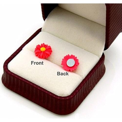 Cute Girl Allergy Free Magnetic Flower Earrings Fashion Candy Color Flower Stud Earings Women Party Anniversary Jewelry Gift