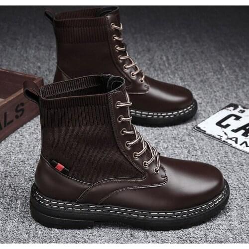 Platform Boots Men Cowboy Boots For Men Zapatos Hombre 2020 Mens Casual Winter Leather Vintage Mens High Shoes Chelsea Punk