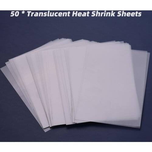 50 Sheets Shrink Films Kit Shrinky Art Film Paper Heat-Shrink Sheets for DIY Craft Ornaments Pendants Earrings Keychains