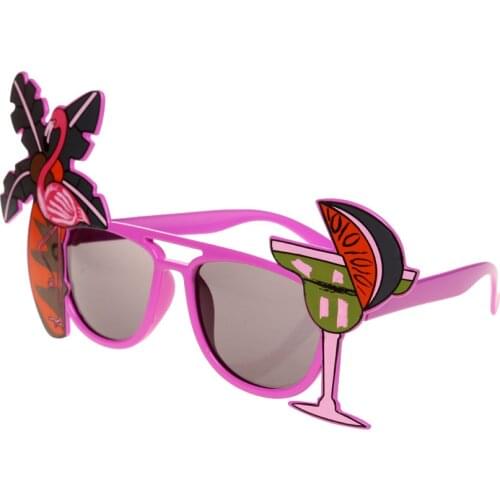 Novelty Tropical Pineapple Flamingo Hawaiian Beach Party Glasses