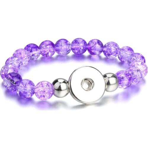 New Beads Snap Bracelet Imitation Crack Stone Beads 18mm Snap Button Bracelet Bangle Elastic Beading Snaps Buttons Beads Jewelry