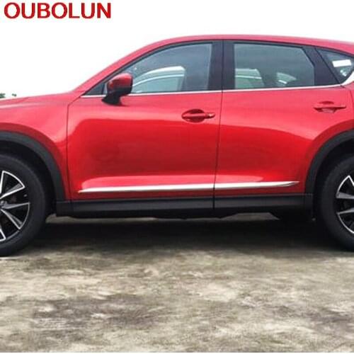 OUBOLUN For Mazda CX-5 CX5 2017 2018 ABS Chrome Side Body Molding Decoration Car Cover Styling Trim 4Pcs