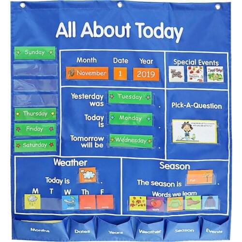 Calendar Hanging Bag All About Today Pocket Chart Daily Classroom Calendar Board Hanging Bag For Office School Supplies