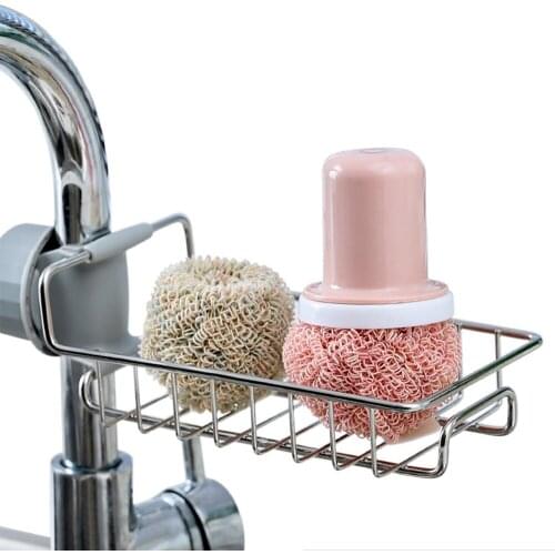 Kitchen stainless steel drain rack storage sink rag sponge finishing rack sink hanging basket storage faucet hook around hollow