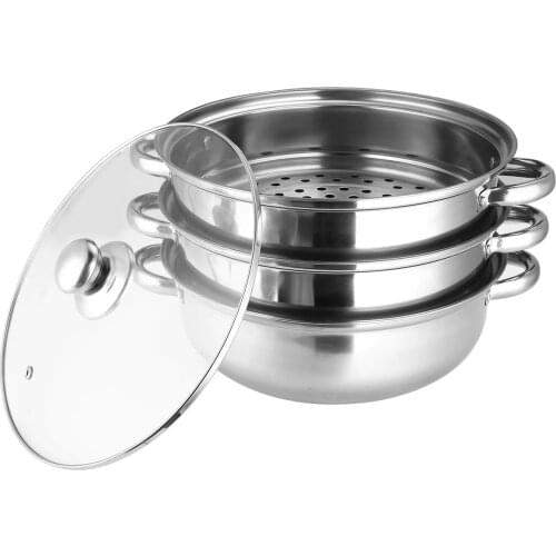 3Layers Stainless Steel Steamer 27.5 Cm Steamer Induction Steaming Saucepan Pot For Kitchen Steamed Stuffed Bun Fish Cookware