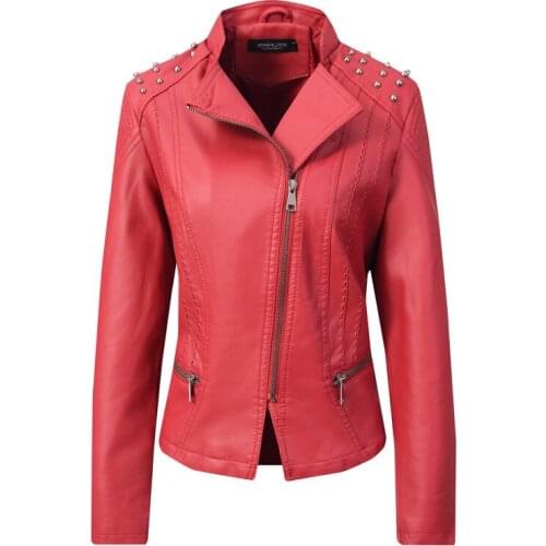 Dropshipping Fashion Womens Clothes Elegant Lady Spring Autumn PU Faux Soft Jacket Slim Streetwear Motorcycle Zipper Outerwear