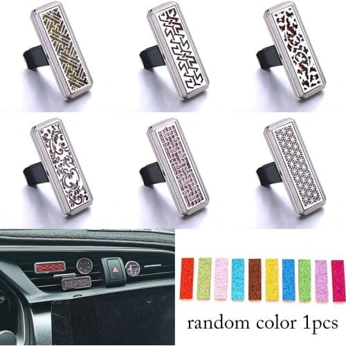 Rectangular Aroma Diffuser Car Clip Necklace Aromatherapy Locket Stainless Steel Essential Oil Air Freshener Perfume Car Clip