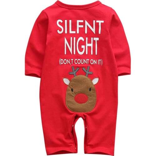 0-24M Christmas Baby Rompers Newborn Infant Boy Girl Red Cartoon Deer Long Sleeve Jumpsuit Xmas Baby Costumes