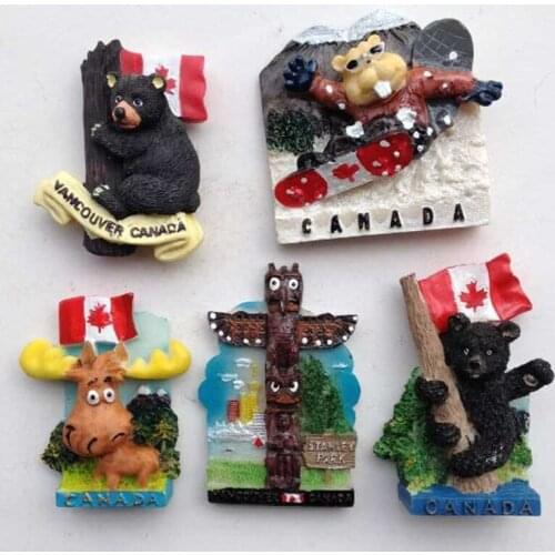 Hand-painted Canana Bear Totem Cute Animal 3D Resin Fridge Magnets Travel Souvenir Refrigerator Magnetic Stickers Home Decor