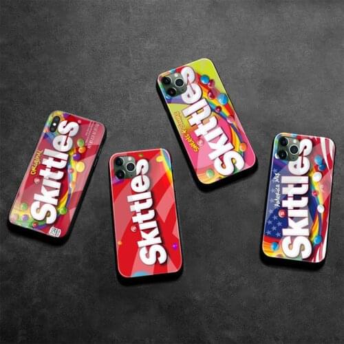 S-Skittles Sweet Sour Fruit Candies Box Phone Case Tempered Glass For iPhone 12 Mini 11 Pro XR XS MAX 8 X 7 6S 6 Plus SE 2020