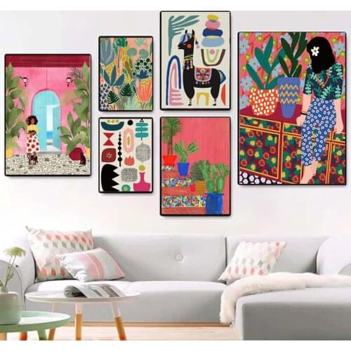 Modern Multicolored Abstract PLants Canvas Painting Wall Art Nordic Posters and Prints Wall Pictures for Living Room Decoration