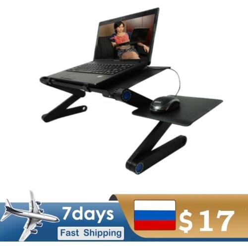 Foldable Laptop Desk For Bed Computer Stand Table Adjustable Ergonomic Lap Notebook Stand With Mouse Pad Tray Cooling Holes
