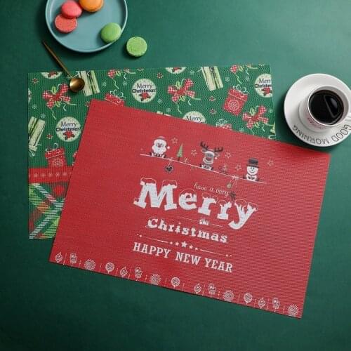 PVC Heat Resistant Non-slip Placemat for Dining Table Kitchen Accessories Christmas Placemats Table Bowl Mats Home Decor 45x30CM