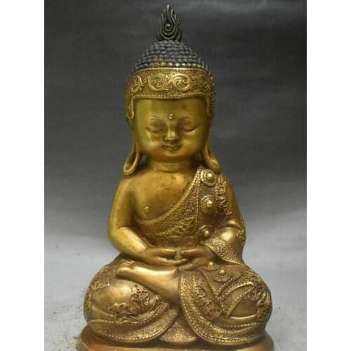 Tibet Bronze Gild Buddhism Thailand Sakyamuni Shakyamuni Amitabha Buddha Statue