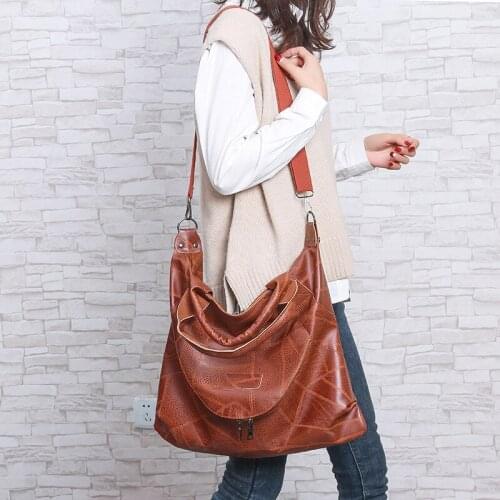 USOUL 2020 British Soft Leather Bag Women Vintage Brown Shoulder Bags Luxury Designer Handbags Woman Crossbody Tote Bag sac