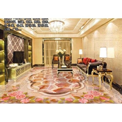 Customize 3D Fooring Rose lace Vinyl Wallpaper pvc Wallpaper Self adhesive 3D Floor tiles Wallpaper Stereoscopic 3D Mural